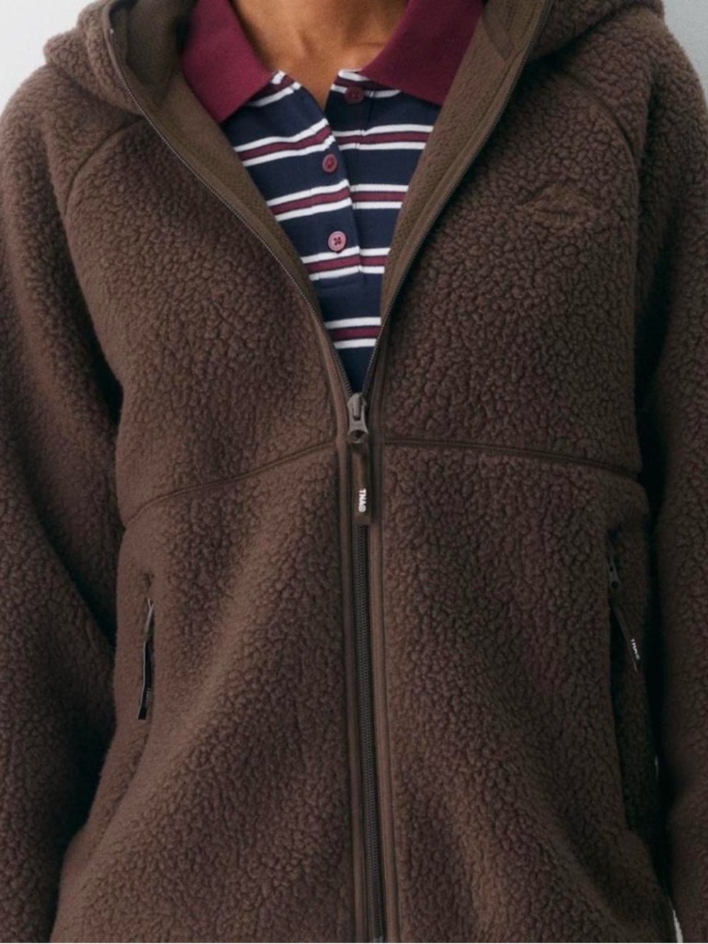 Aritzia Brown Sherpa Zip Hoodie Jacket